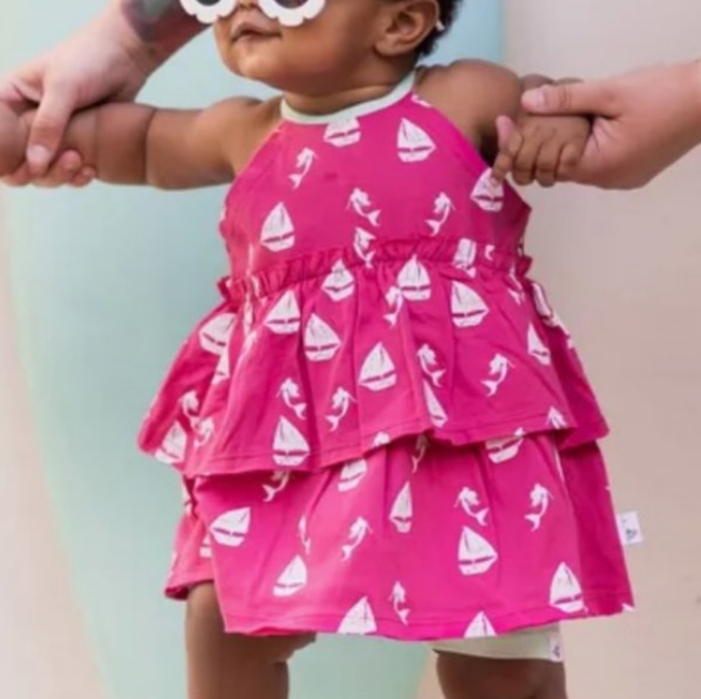 Burt's Bees Baby Pink and Mint Top,Size1i-24 Month,NWOT